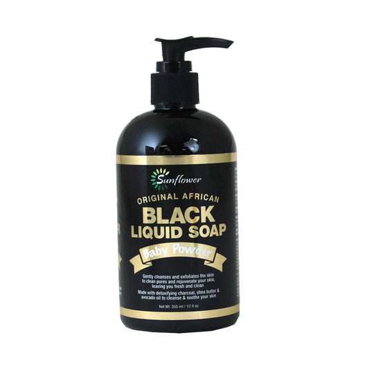 Sunflower Liquid Black Soap Baby Powder 12 oz.